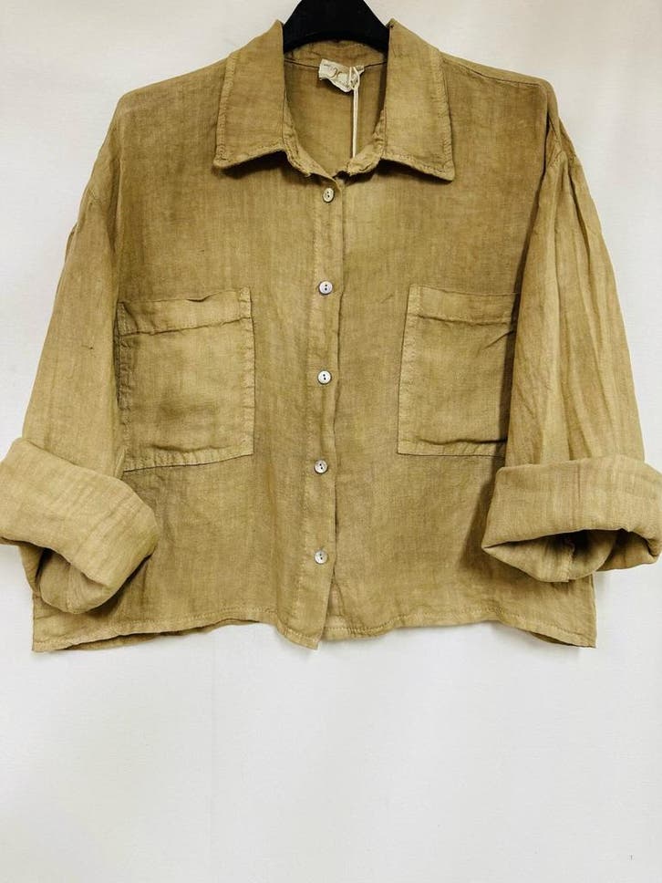 Linnen korte vest - lange mouwen - zakken - kraag - kleur, Kleding | Dames, Truien en Vesten