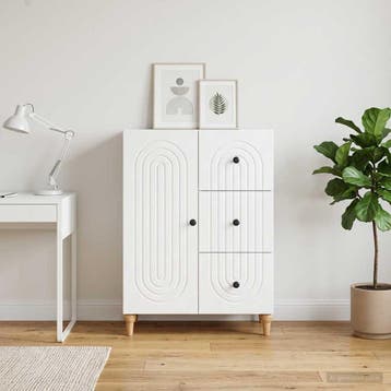 vidaXL Dressoir Wit 66 x 34,5 x 90 cm Bewerkt hout, Huis en Inrichting, Verzenden, Nieuw, Overige houtsoorten, Minder dan 50 cm