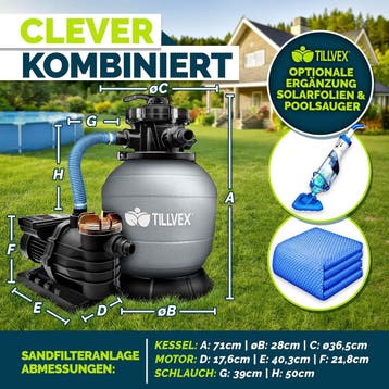 Zandfilterpomp - Zandfilter voor zwembad - 13200L/u - Grijs, Tuin en Terras, Zwembad-toebehoren, Verzenden, Zo goed als nieuw