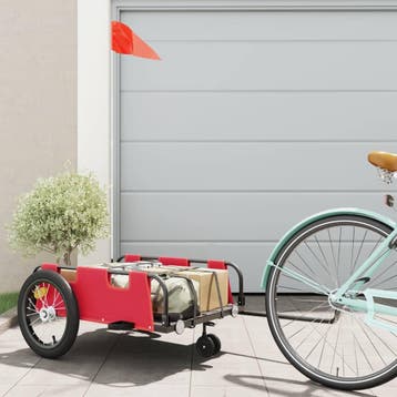 vidaXL Fietstrailer oxford stof en ijzer rood, Fietsen en Brommers, Fietsaccessoires | Aanhangers en Karren, Verzenden, Nieuw