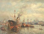 Evert Moll (1878-1955), De Rotterdamse haven, Antiek en Kunst, Kunst | Schilderijen | Klassiek