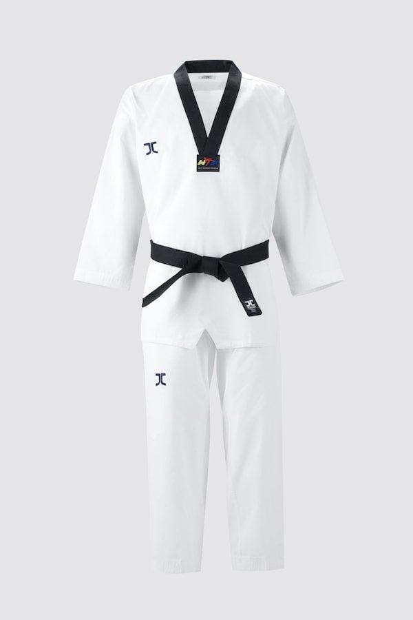Taekwondo-pak JC-Club | WT | Wit / Zwart (Maat: 130), Sport en Fitness, Vechtsporten en Zelfverdediging, Vechtsportpak, Nieuw