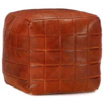 vidaXL Poef 40x40x40 cm echt geitenleer tan, Verzenden, Nieuw