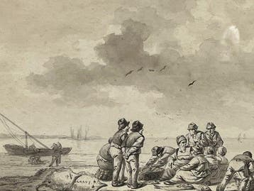 Charles Eschard (1748-1810) - Scene de pecheur au bord de