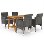 vidaXL 5-delige Tuinset grijs, 4 zitplaatsen, Nieuw, Tuinset, Verzenden