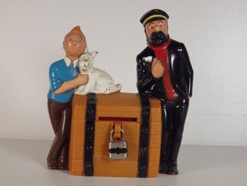 Rare Tirelire Vintage Tintin, Milou & Haddock - Sparekassen, Nieuw