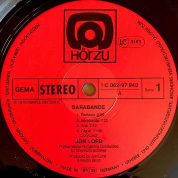 Jon Lord - Sarabande (LP, 1976), Ophalen of Verzenden, Gebruikt