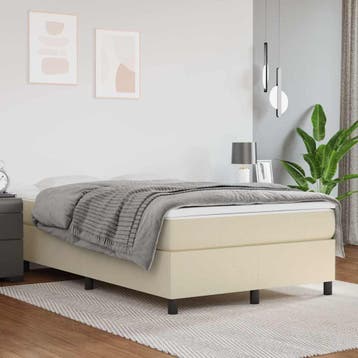 vidaXL Boxspring bed kunstleer crèmekleurig 120x200 cm, Overige materialen, Verzenden, Nieuw, Twijfelaar