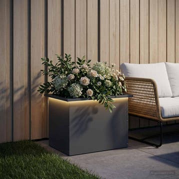 vidaXL Plantenbak met led Antraciet 40 x 60 x 40 cm Staal, Verzenden, Nieuw, Metaal, 60 tot 100 cm