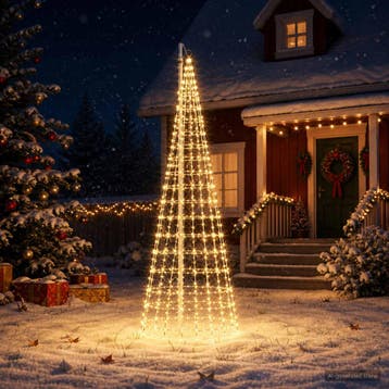 vidaXL Kerstboomverlichting met grondpen en vlaggenmast 300, Verzenden, Nieuw