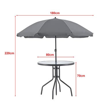 Tuinset 6-delig Milagro met parasol zwart en donkergrijs, Verzenden, Nieuw