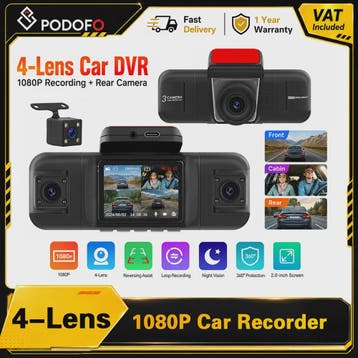 Universele 4-Kanaals Dashcam met 1080P HD, Nachtzicht en Par, Verzenden, Nieuw