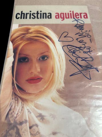 Gesigneerde promotieposter Christina Aguilera (1999/debuut), Ophalen of Verzenden, Zo goed als nieuw, Poster, Artwork of Schilderij