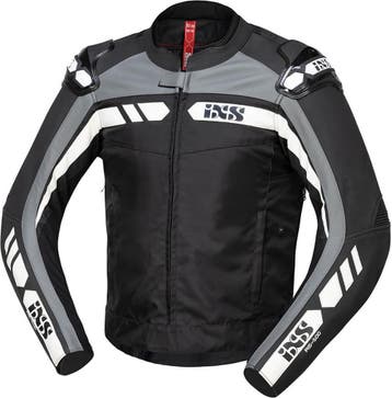 IXS RS-500 1.0 Zwart Grijs Wit Leather Textiele Motorjas, Motoren, Kleding | Motorkleding, Nieuw met kaartje, Jas | leer, IXS