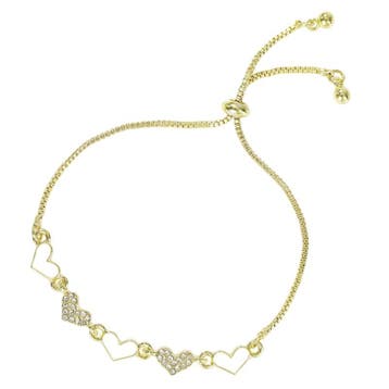Fako Bijoux - Dames Armband Hartjes Goud Strass -, Verzenden, Nieuw