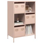 vidaXL buffetkast 68x39x103,5 cm staal roze, Verzenden, Nieuw, Metaal