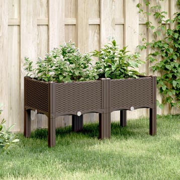 vidaXL Plantenbak met poten 80x40x42 cm polypropeen bruin, Verzenden, Nieuw, Minder dan 60 cm, 30 tot 60 cm