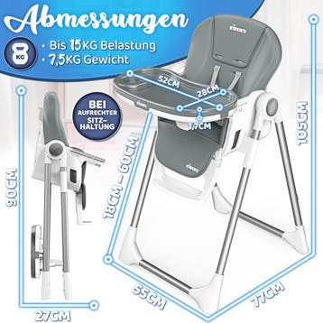 Kinderstoel - Babystoel - Verstelbaar - 0-36 maanden - Grijs, Kinderen en Baby's, Kinderstoelen, Verzenden, Zo goed als nieuw