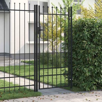 vidaXL Poort met puntige bovenkant enkel 1x2 m staal zwart, Verzenden, Nieuw