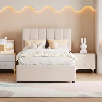 Gestoffeerd Kinderbed 90x200 cm met Opbergruimte, Kinderen en Baby's, Kinderkamer | Bedden, Verzenden, Nieuw