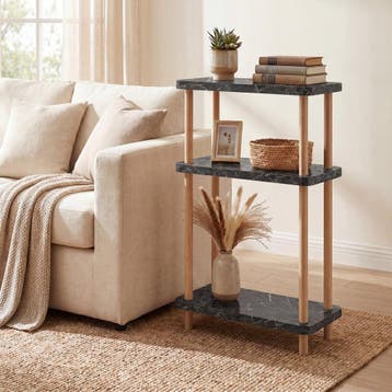 Staand rek Nampernu 62x40x18 cm met deur opbergvakken marmer, Verzenden, Nieuw