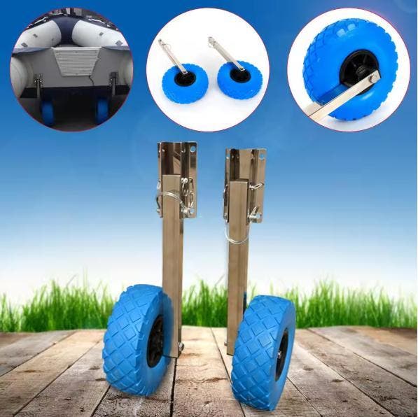 Opvouwbare boot trailer wielen set 2 RVS voor dinghy, Watersport en Boten, Kajaks, Nieuw, Verzenden