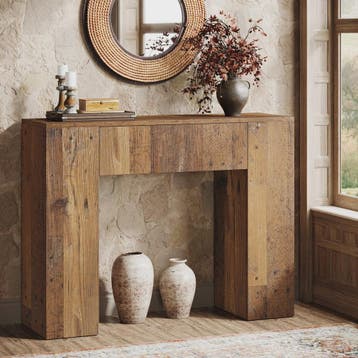 Rustieke Houten Console Tafel met Lade - 100 cm - Entree, Wo, Verzenden, Nieuw