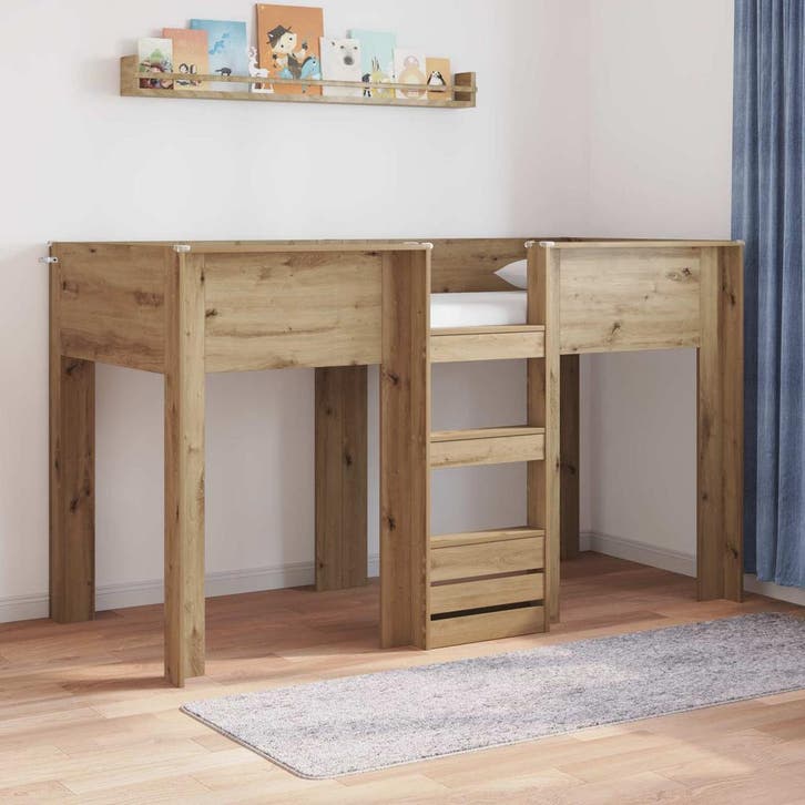 vidaXL Bunk Bed voor Kinderen Artisan Eiken 75 x 190 cm, Huis en Inrichting, Slaapkamer | Bedden, Bruin, Nieuw, Hout, Verzenden