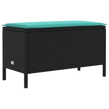vidaXL Tuinvoetenbank Zwart en Turquoise 80 x 38 x 42 cm PE, Verzenden, Nieuw, Rotan