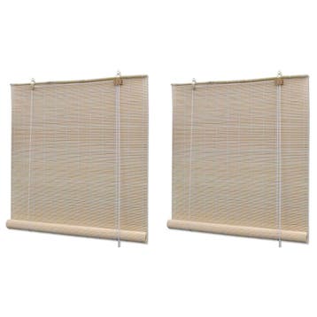 vidaXL Rolgordijnen 2 st 120x160 cm bamboe natuurlijk, Verzenden, Nieuw, Beige