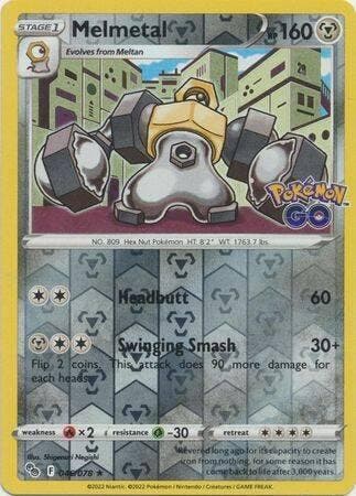 Melmetal 046/078 Reverse Holo Pokémon Go, Ophalen of Verzenden, Nieuw, Losse kaart, Foil