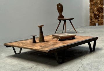 Salontafel - Staal, Hout - Industriële salontafel van