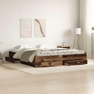 vidaXL Bedframe met lade met opslag Oud Hout 180 x 200 cm, Verzenden, Nieuw, Bruin, Hout
