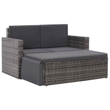 vidaXL 2-delige Loungeset met kussens poly rattan grijs, Verzenden, Nieuw, 2 zitplaatsen, Loungeset