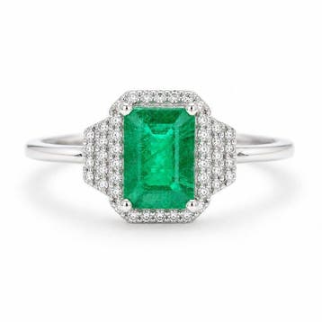 Zonder minimumprijs - Ring Platina - 1.31ct. tw. Smaragd -, Nieuw
