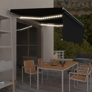 vidaXL Luifel handmatig uittrekbaar met rolgordijn LED 4x3 m, Verzenden, Nieuw