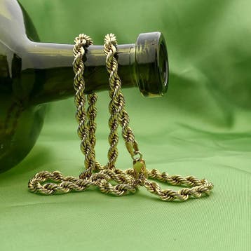 Gouden gedraaide schakelketting; 18 karaat; 46 cm, Ophalen of Verzenden, Gebruikt, Goud, Goud