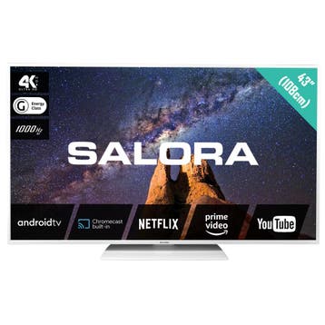 Salora MILKYWAY 43 - 43 inch 4K Smart TV, 50 Hz, Zo goed als nieuw, 100 cm of meer, 4k (UHD)