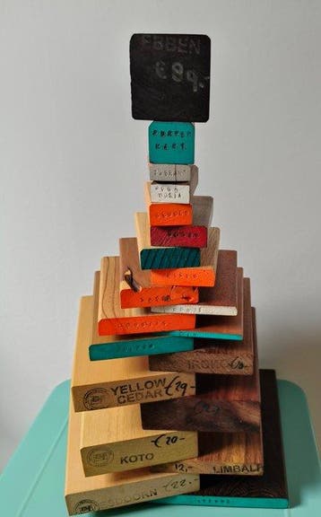 Bijzettafel - Hout - Houten kleurenwaaier