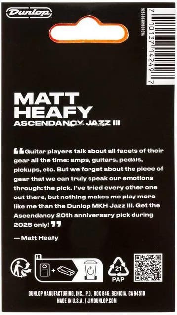 Jim Dunlop Matt Heafy Ascendacy Jazz III Max-Grip 1.38 mm, Verzamelen, Ophalen of Verzenden, Nieuw