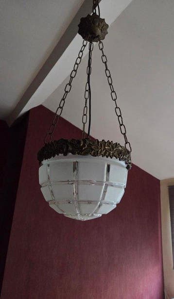 Lamp - Glas, Messing - Art Deco kroonluchter
