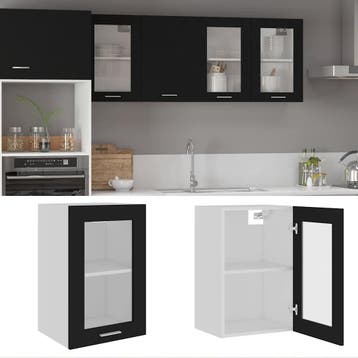 vidaXL Bovenkast Lyon 40x31x60 cm bewerkt hout zwart, Verzenden, Nieuw, Zwart