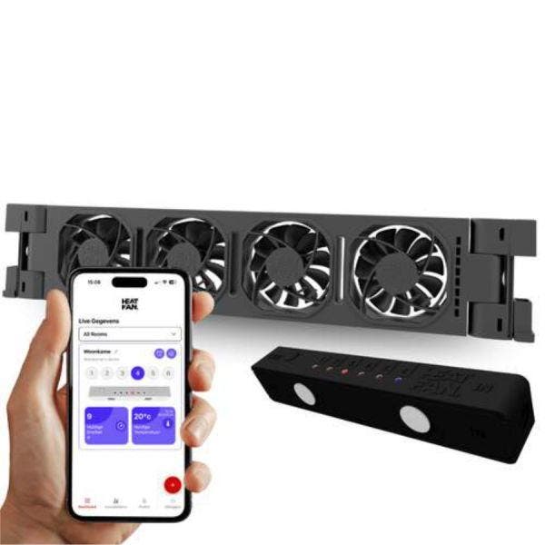 Heatfan 4 starterpakket zwart - inclusief WiFi smartcontroll, Doe-het-zelf en Verbouw, Verwarming en Radiatoren, Verzenden