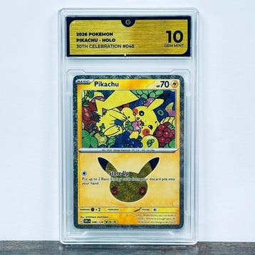Pokémon Graded card - Pikachu 048 - 30th Anniversary –, Hobby en Vrije tijd, Nieuw