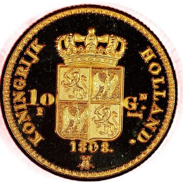 Nederland. Lodewijk Napoleon. 10 Gulden Gold-Plated Restrike