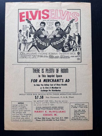 Elvis originele promotiefolder Double Trouble (1967), Ophalen of Verzenden, Gebruikt, Foto of Kaart