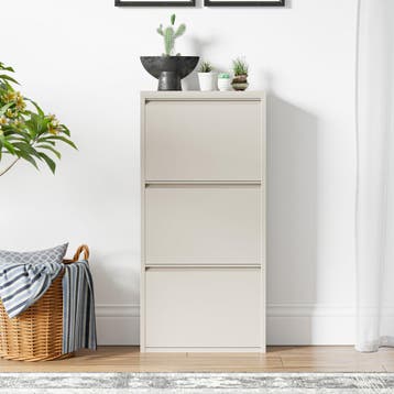 Schoenenkast Sokndal 3 kleppen gebroken wit 104x50x15 cm [en, Verzenden, Nieuw