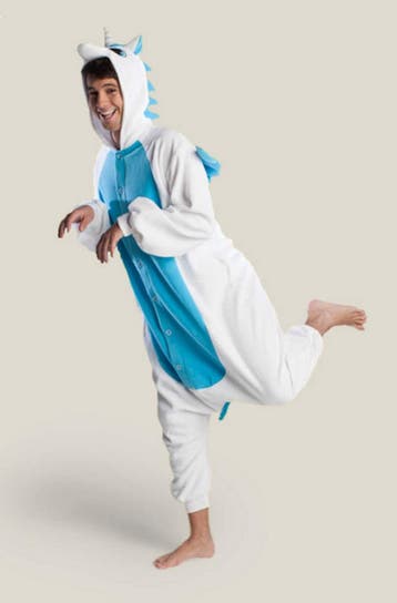 KIMU® Onesie Blauwe Pegasus Pak S-M of 158-164 -Eenhoornpak, Carnaval, Nieuw, Ophalen of Verzenden, Kleding