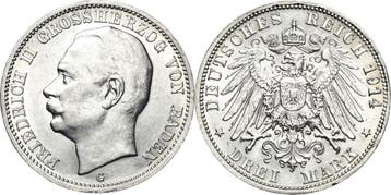 3 Mark 1914 Baden Friedrich Ii 1907-1918, Verzenden