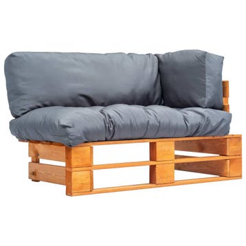 vidaXL Tuinbank met grijze kussens pallet grenenhout, Verzenden, Nieuw